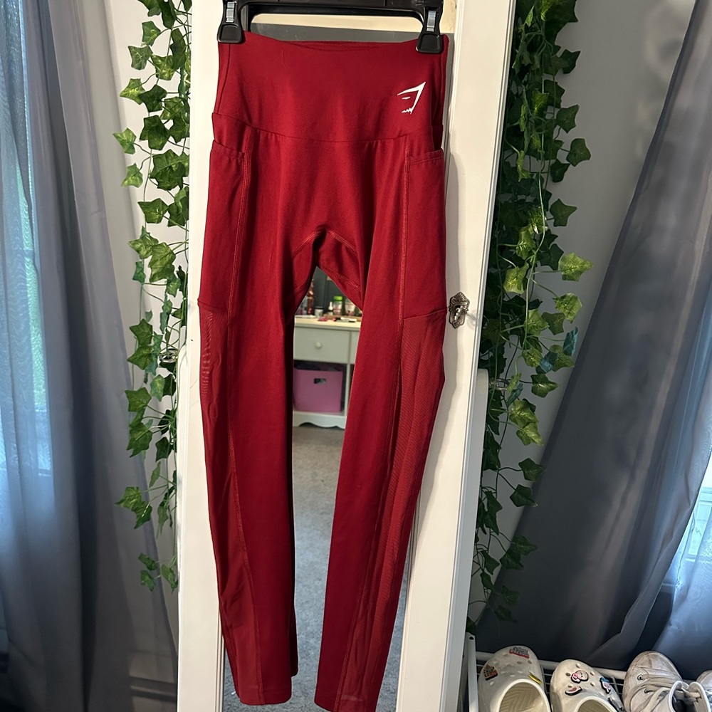 thin, red, XS, high waisted, gym leggings